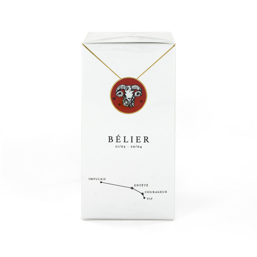 L'eau de parfum de 100ml et son collier Bélier par Astrodisiac - Designer Claire Naa : Créatrice de  bijoux sur les signes du zodiaque à Paris 