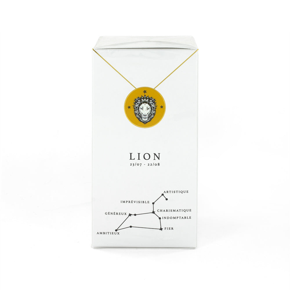 L'eau de parfum de 100ml et son collier Lion par Astrodisiac - Designer Claire Naa : Créatrice de bijoux sur les signes du zodiaque à Paris