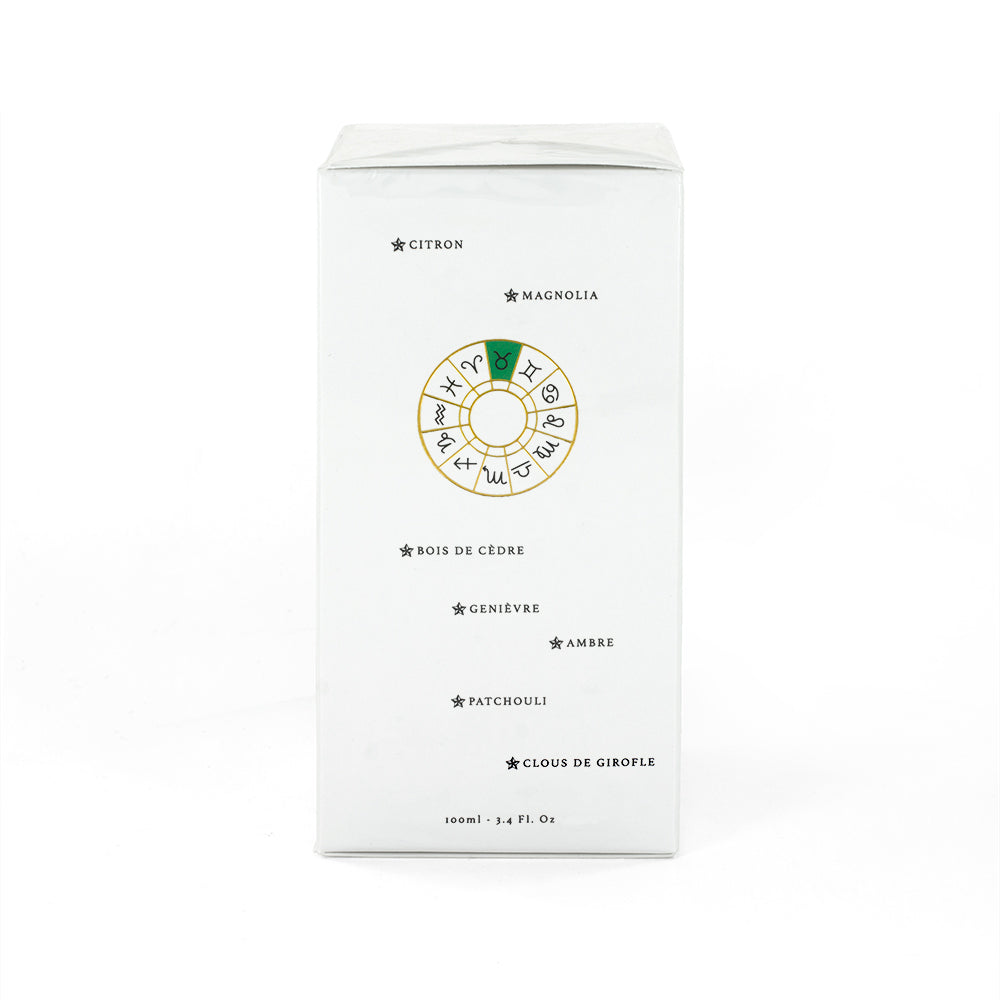 L'eau de parfum de 100ml et son collier Taureau par Astrodisiac - Designer Claire Naa : Créatrice de bijoux sur les signes du zodiaque à Paris