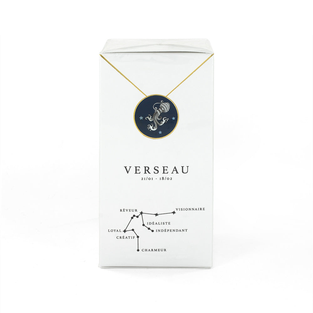 L'eau de parfum de 100ml et son collier Verseau par Astrodisiac - Designer Claire Naa : Créatrice de bijoux sur les signes du zodiaque à Paris